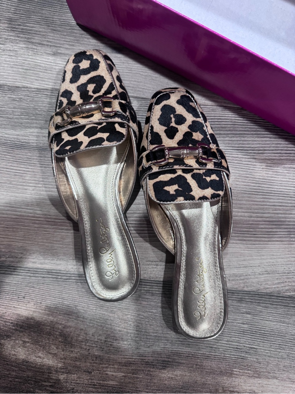 Lilly Pulitzer Leopard Print Slide Loafers - Beige & Black
